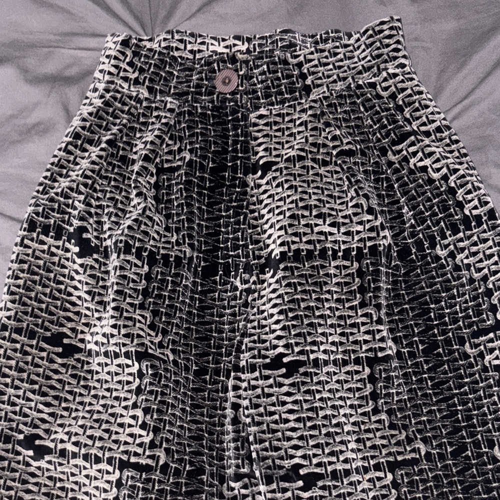 Timney Fowler London Black and White Textured Velour Trousers. Very Rare